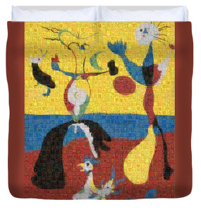 Tribute to Miro - 3 - Duvet Cover - ALEFBET - THE HEBREW LETTERS ART GALLERY