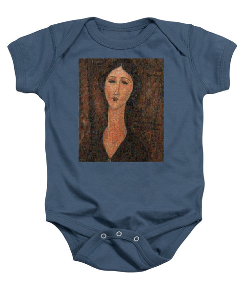 Tribute to Modigliani - 1 - Baby Onesie - ALEFBET - THE HEBREW LETTERS ART GALLERY
