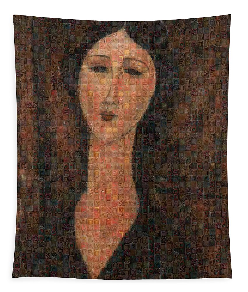 Tribute to Modigliani - 1 - Tapestry - ALEFBET - THE HEBREW LETTERS ART GALLERY