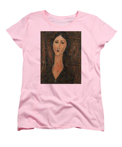 Tribute to Modigliani - 1 - Women's T-Shirt (Standard Fit) - ALEFBET - THE HEBREW LETTERS ART GALLERY