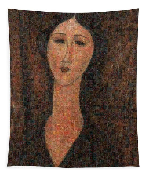 Tribute to Modigliani - 1 - Tapestry - ALEFBET - THE HEBREW LETTERS ART GALLERY