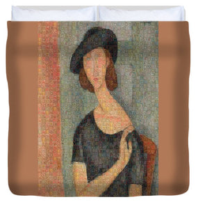 Tribute to Modigliani - 2 - Duvet Cover - ALEFBET - THE HEBREW LETTERS ART GALLERY