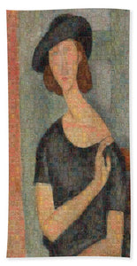 Tribute to Modigliani - 2 - Beach Towel - ALEFBET - THE HEBREW LETTERS ART GALLERY