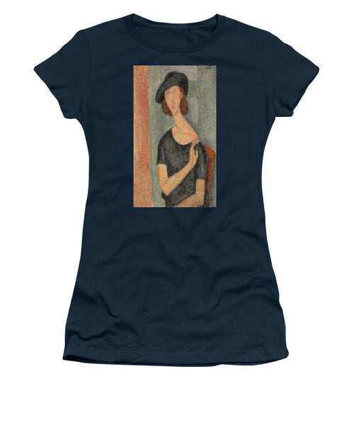 Tribute to Modigliani - 2 - Women's T-Shirt - ALEFBET - THE HEBREW LETTERS ART GALLERY