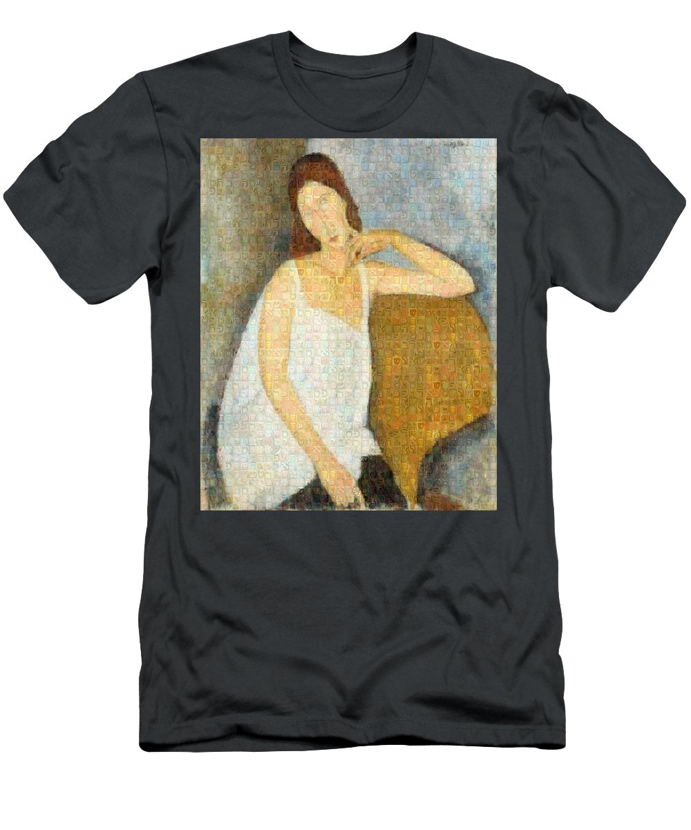 Tribute to Modigliani - 3 - T-Shirt - ALEFBET - THE HEBREW LETTERS ART GALLERY