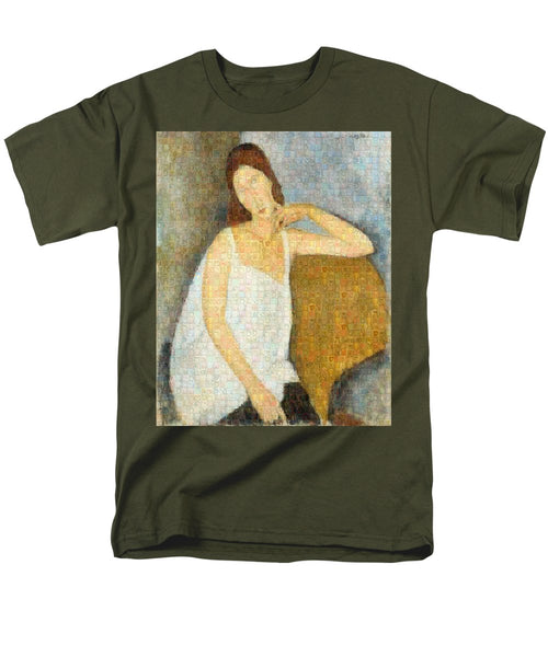 Tribute to Modigliani - 3 - Men's T-Shirt  (Regular Fit) - ALEFBET - THE HEBREW LETTERS ART GALLERY