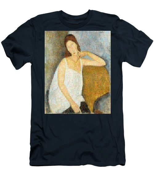 Tribute to Modigliani - 3 - T-Shirt - ALEFBET - THE HEBREW LETTERS ART GALLERY