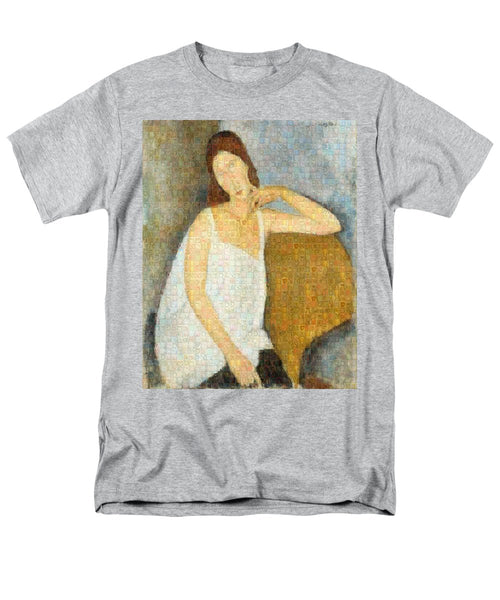 Tribute to Modigliani - 3 - Men's T-Shirt  (Regular Fit) - ALEFBET - THE HEBREW LETTERS ART GALLERY