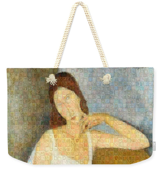 Tribute to Modigliani - 3 - Weekender Tote Bag - ALEFBET - THE HEBREW LETTERS ART GALLERY
