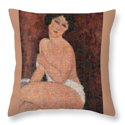 Tribute to Modigliani - 4 - Throw Pillow - ALEFBET - THE HEBREW LETTERS ART GALLERY