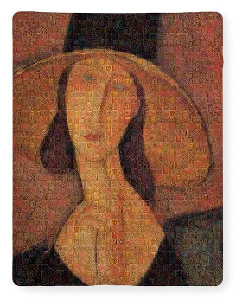 Tribute to Modigliani - 5 - Blanket - ALEFBET - THE HEBREW LETTERS ART GALLERY
