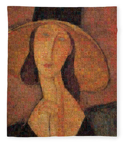 Tribute to Modigliani - 5 - Blanket - ALEFBET - THE HEBREW LETTERS ART GALLERY
