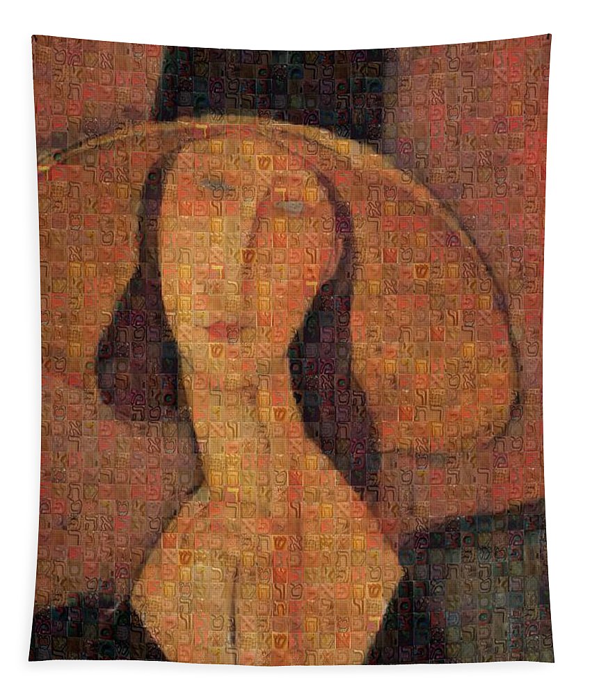Tribute to Modigliani - 5 - Tapestry - ALEFBET - THE HEBREW LETTERS ART GALLERY