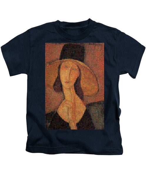 Tribute to Modigliani - 5 - Kids T-Shirt - ALEFBET - THE HEBREW LETTERS ART GALLERY