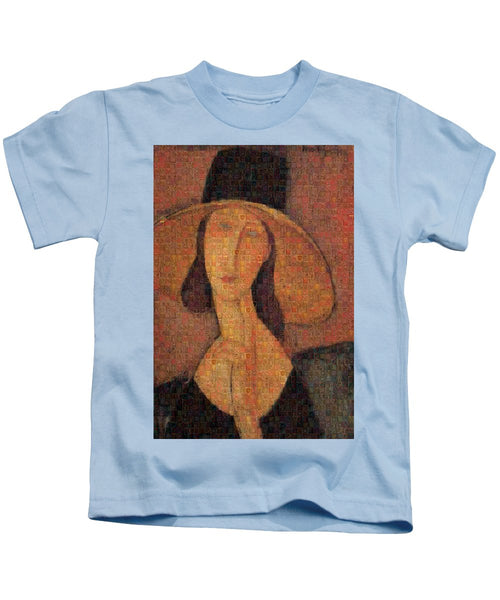 Tribute to Modigliani - 5 - Kids T-Shirt - ALEFBET - THE HEBREW LETTERS ART GALLERY