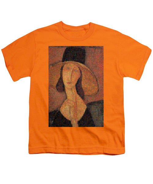 Tribute to Modigliani - 5 - Youth T-Shirt - ALEFBET - THE HEBREW LETTERS ART GALLERY