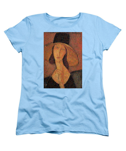 Tribute to Modigliani - 5 - Women's T-Shirt (Standard Fit) - ALEFBET - THE HEBREW LETTERS ART GALLERY