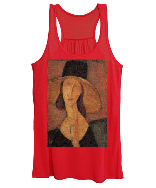 Tribute to Modigliani - 5 - Women's Tank Top - ALEFBET - THE HEBREW LETTERS ART GALLERY
