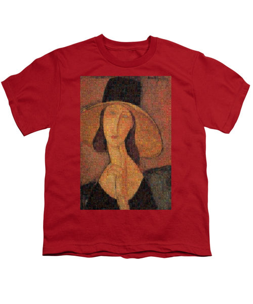 Tribute to Modigliani - 5 - Youth T-Shirt - ALEFBET - THE HEBREW LETTERS ART GALLERY