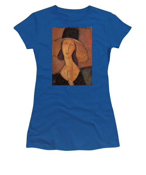 Tribute to Modigliani - 5 - Women's T-Shirt - ALEFBET - THE HEBREW LETTERS ART GALLERY
