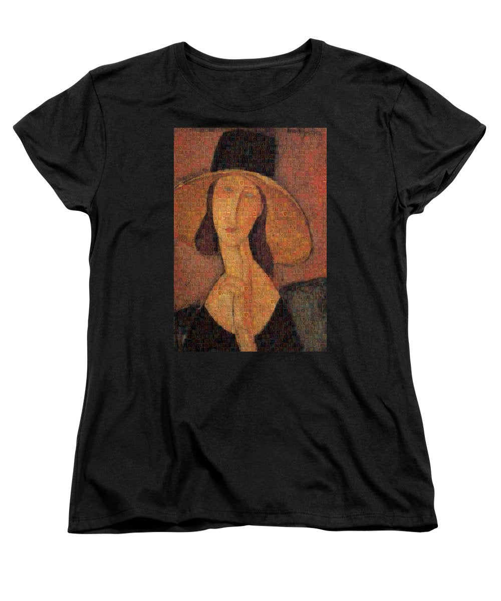 Tribute to Modigliani - 5 - Women's T-Shirt (Standard Fit) - ALEFBET - THE HEBREW LETTERS ART GALLERY
