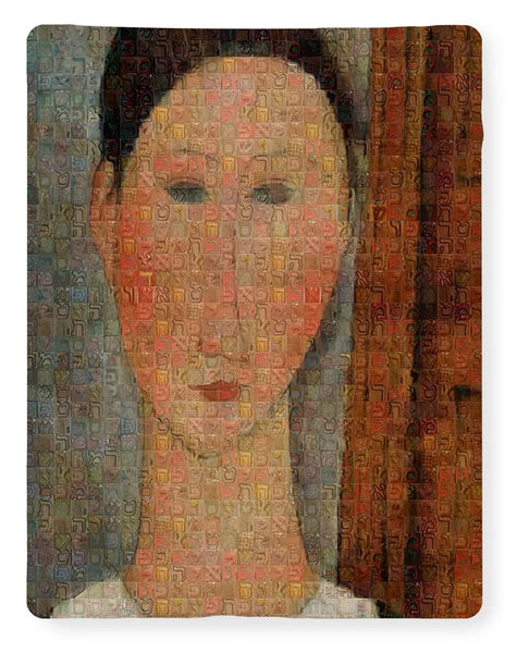 Tribute to Modigliani - 6 - Blanket - ALEFBET - THE HEBREW LETTERS ART GALLERY