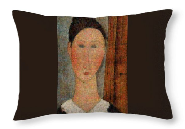 Tribute to Modigliani - 6 - Throw Pillow - ALEFBET - THE HEBREW LETTERS ART GALLERY