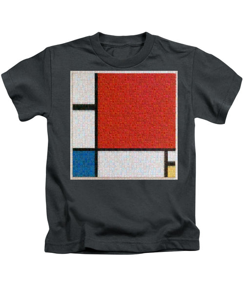 Tribute to Mondrian - Kids T-Shirt - ALEFBET - THE HEBREW LETTERS ART GALLERY