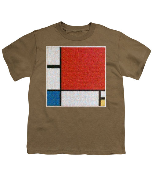 Tribute to Mondrian - Youth T-Shirt - ALEFBET - THE HEBREW LETTERS ART GALLERY