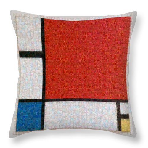 Tribute to Mondrian - Throw Pillow - ALEFBET - THE HEBREW LETTERS ART GALLERY