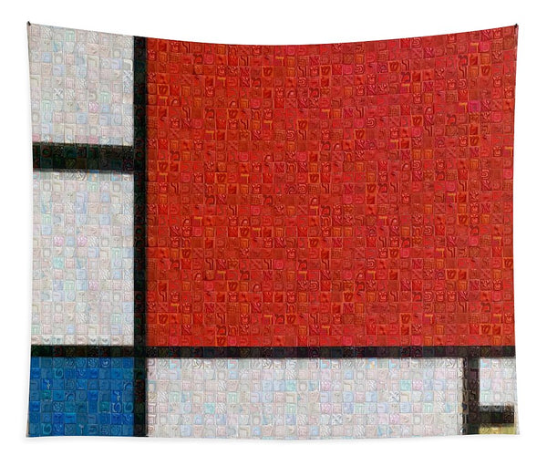 Tribute to Mondrian - Tapestry - ALEFBET - THE HEBREW LETTERS ART GALLERY