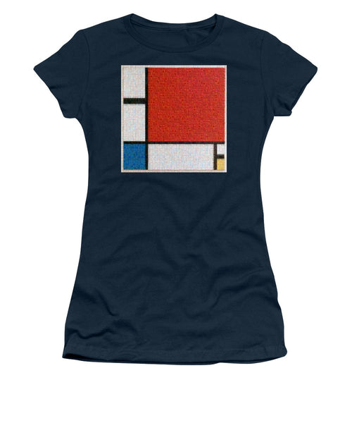 Tribute to Mondrian - Women's T-Shirt - ALEFBET - THE HEBREW LETTERS ART GALLERY