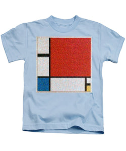 Tribute to Mondrian - Kids T-Shirt - ALEFBET - THE HEBREW LETTERS ART GALLERY