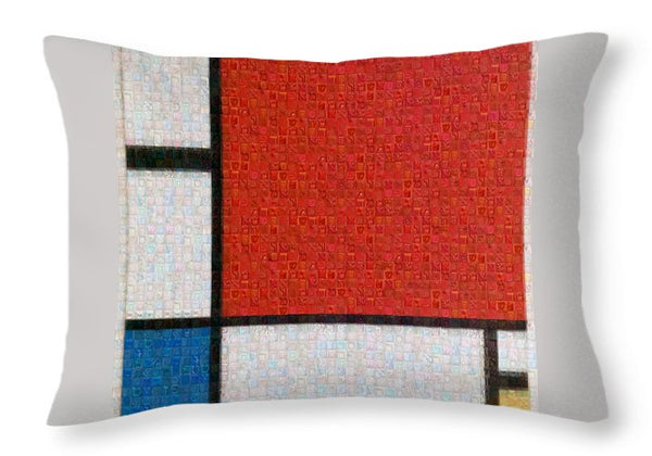 Tribute to Mondrian - Throw Pillow - ALEFBET - THE HEBREW LETTERS ART GALLERY