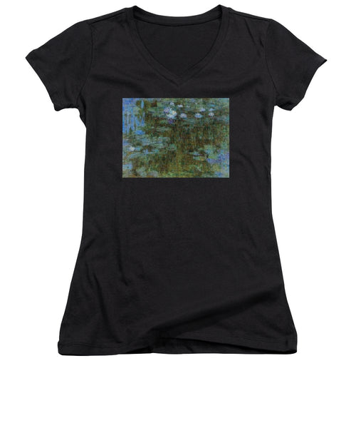 Tribute to Monet - 1 - Women's V-Neck - ALEFBET - THE HEBREW LETTERS ART GALLERY