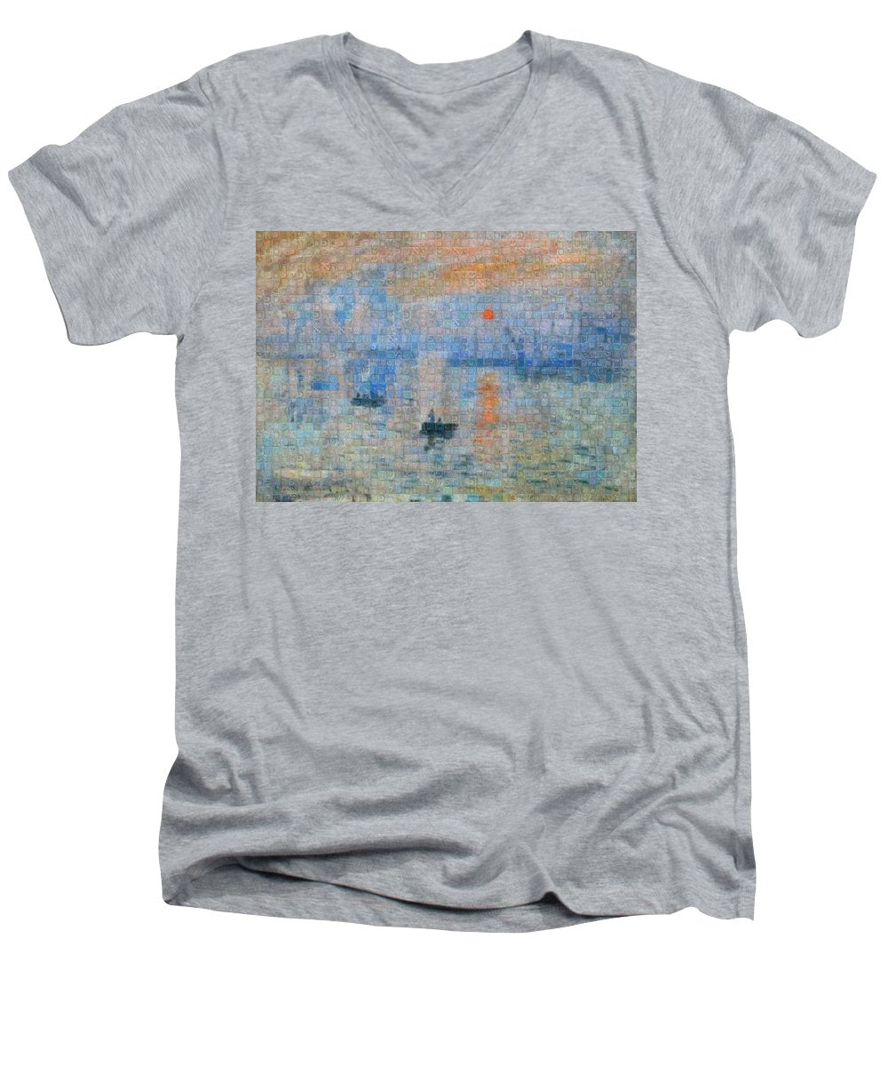 Tribute to Monet - 2 - Men's V-Neck T-Shirt - ALEFBET - THE HEBREW LETTERS ART GALLERY