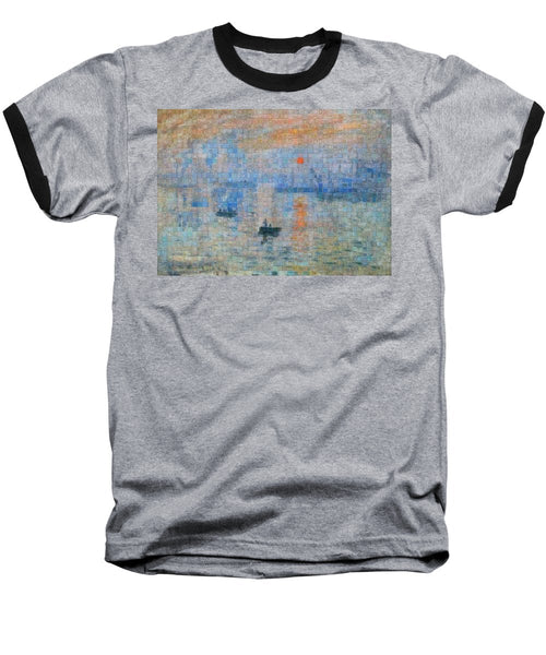 Tribute to Monet - 2 - Baseball T-Shirt - ALEFBET - THE HEBREW LETTERS ART GALLERY