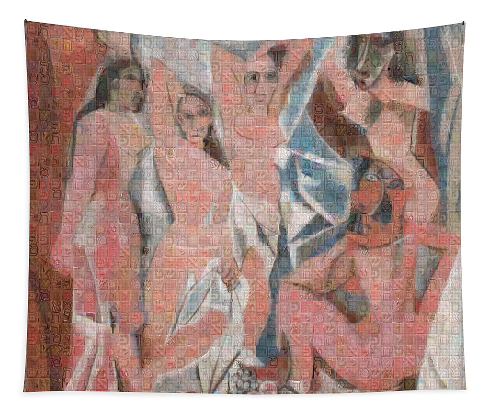 Tribute to Picasso - 1 - Tapestry - ALEFBET - THE HEBREW LETTERS ART GALLERY