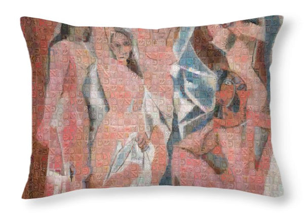 Tribute to Picasso - 1 - Throw Pillow - ALEFBET - THE HEBREW LETTERS ART GALLERY