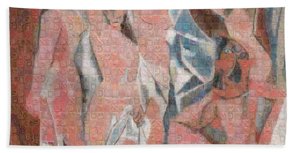 Tribute to Picasso - 1 - Beach Towel - ALEFBET - THE HEBREW LETTERS ART GALLERY