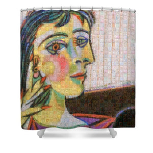 Tribute to Picasso - 3 - Shower Curtain - ALEFBET - THE HEBREW LETTERS ART GALLERY