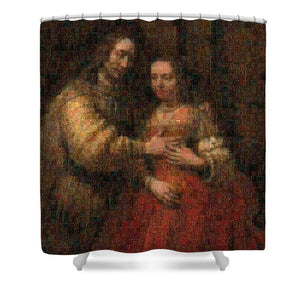 Tribute to Rembrandt - Shower Curtain - ALEFBET - THE HEBREW LETTERS ART GALLERY