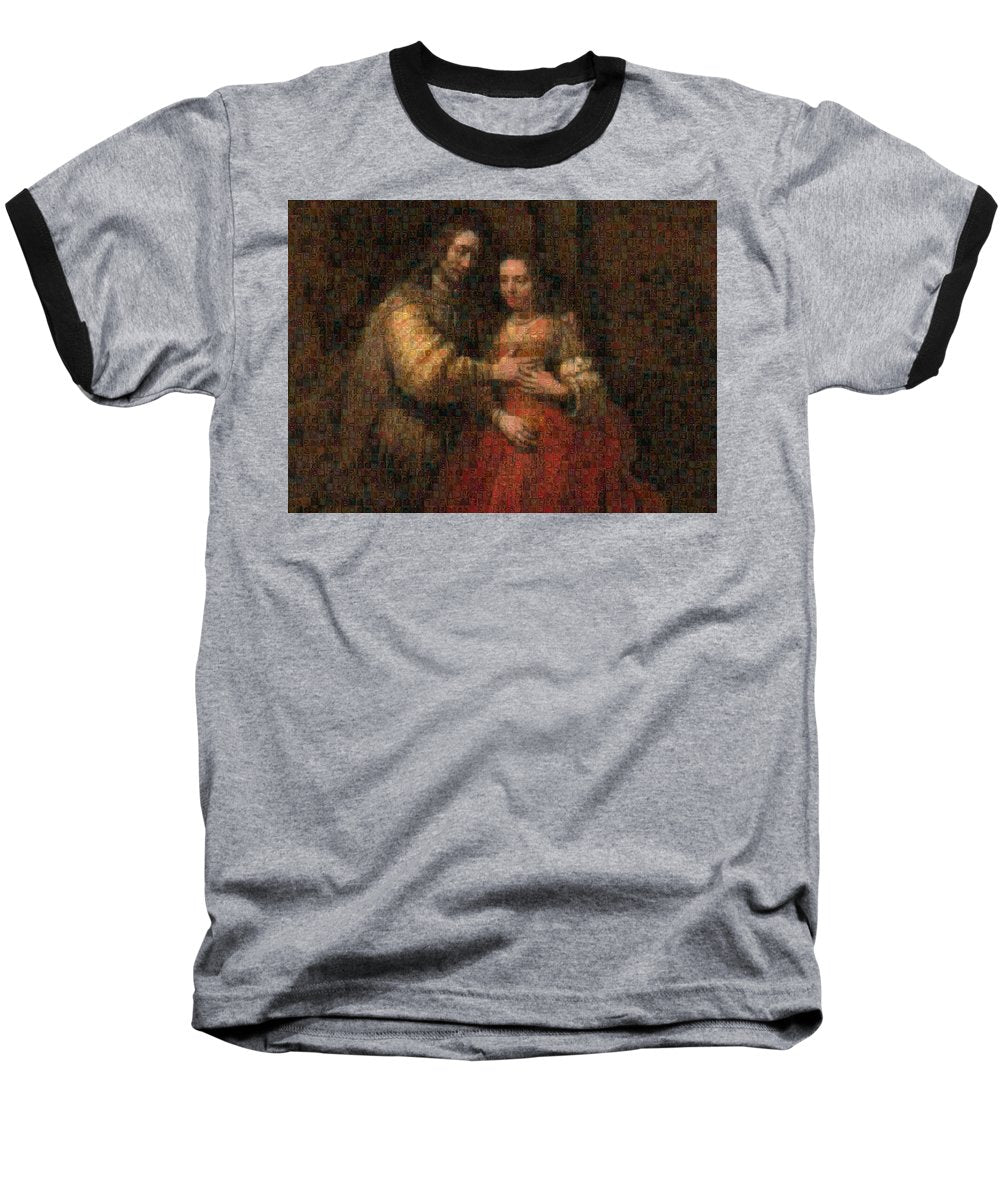 Tribute to Rembrandt - Baseball T-Shirt - ALEFBET - THE HEBREW LETTERS ART GALLERY