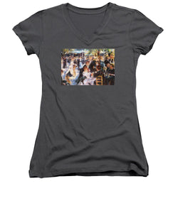 Tribute to Renoir - Women's V-Neck - ALEFBET - THE HEBREW LETTERS ART GALLERY