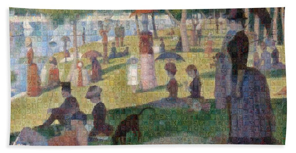 Tribute to Seurat - Bath Towel - ALEFBET - THE HEBREW LETTERS ART GALLERY
