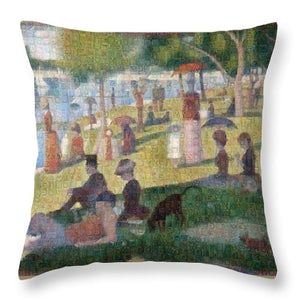 Tribute to Seurat - Throw Pillow - ALEFBET - THE HEBREW LETTERS ART GALLERY