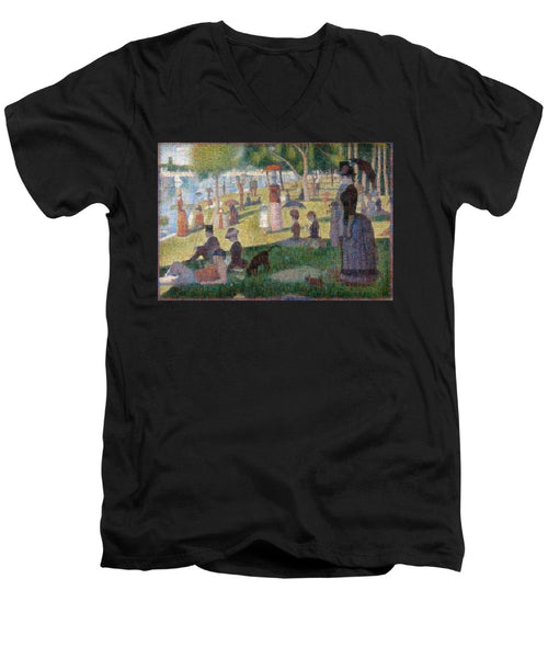 Tribute to Seurat - Men's V-Neck T-Shirt - ALEFBET - THE HEBREW LETTERS ART GALLERY