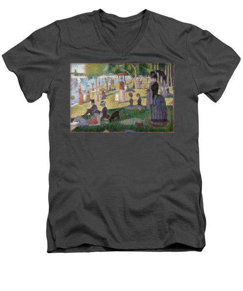 Tribute to Seurat - Men's V-Neck T-Shirt - ALEFBET - THE HEBREW LETTERS ART GALLERY