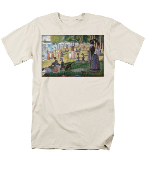 Tribute to Seurat - Men's T-Shirt  (Regular Fit) - ALEFBET - THE HEBREW LETTERS ART GALLERY