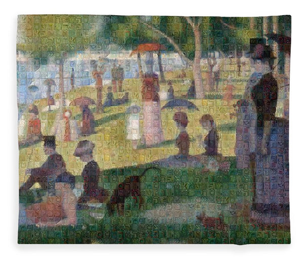 Tribute to Seurat - Blanket - ALEFBET - THE HEBREW LETTERS ART GALLERY